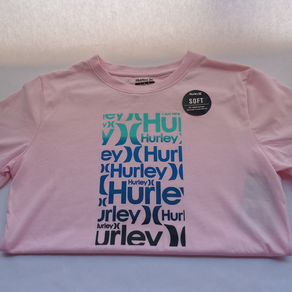 Hurley SOFT Girl's Arctic Pink graphic shirt Size L New with tag 12-13 Years
